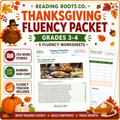Fluency Worksheets Grades 3-4 Thanksgiving Series