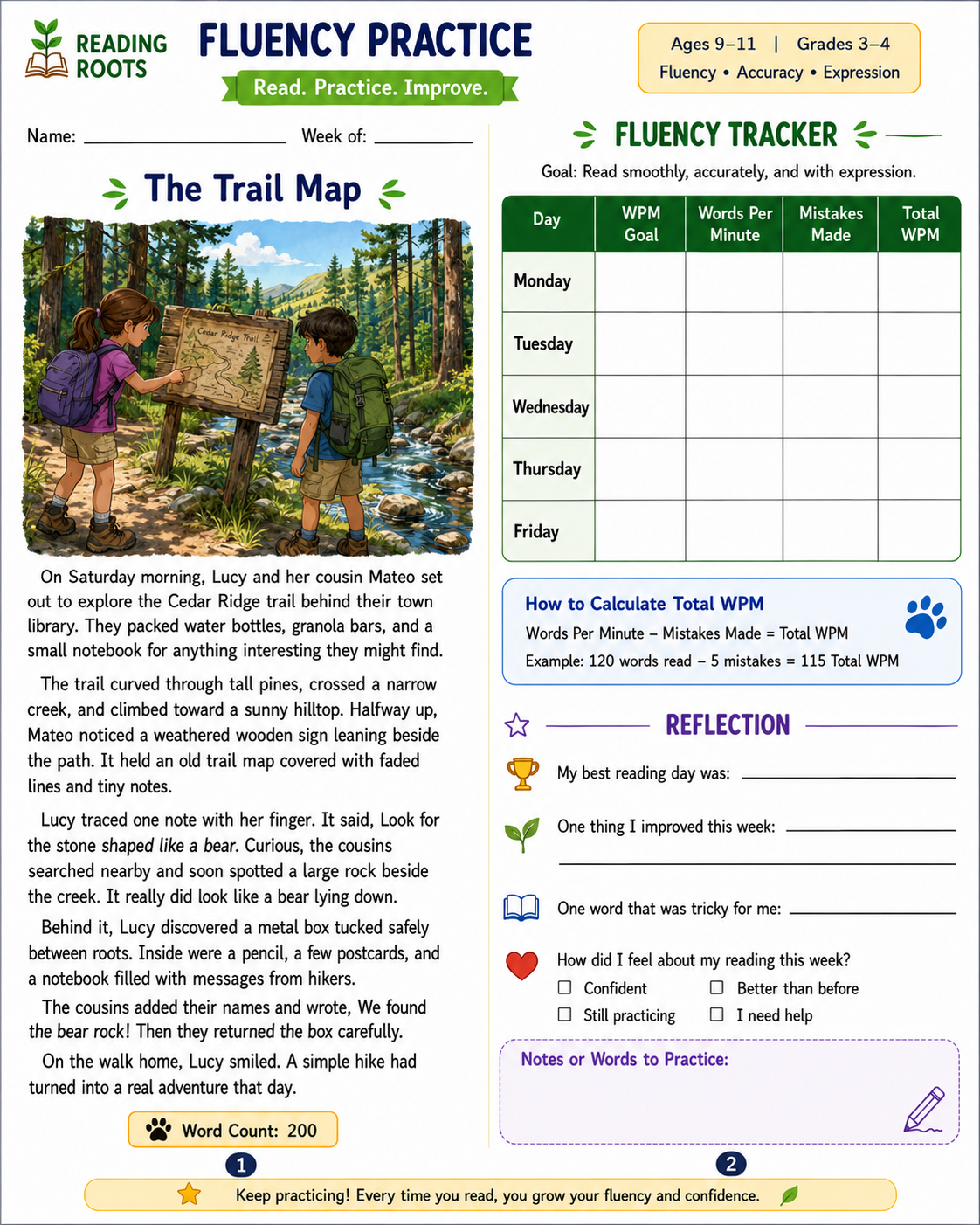 Fluency Worksheets Grades 3-4